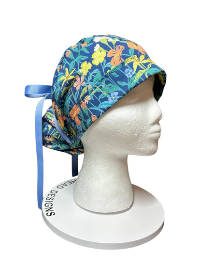 Floral Scrub caps: Hawaiian print