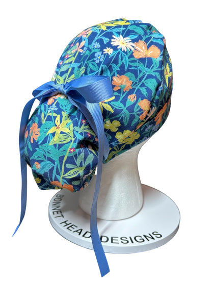 Floral Scrub caps: Hawaiian print