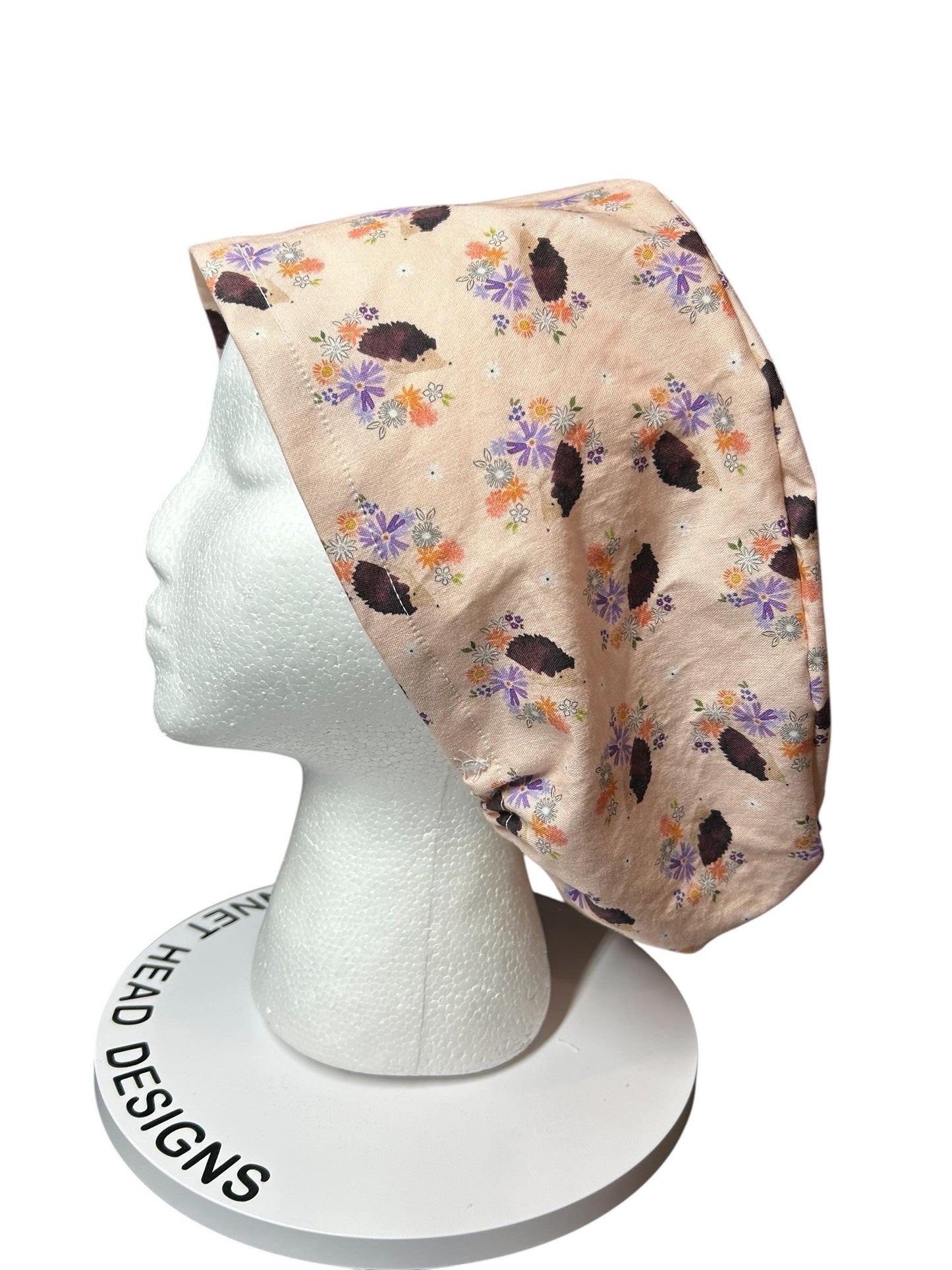 Euro Style HedgehogThemed spring scrub hat— satin lining optional with toggle
