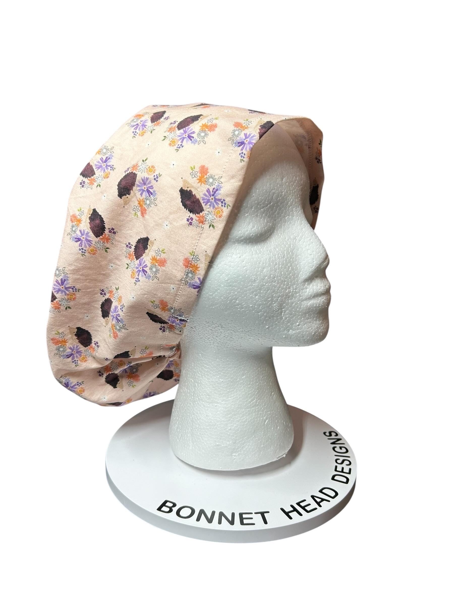 Euro Style HedgehogThemed spring scrub hat— satin lining optional with toggle
