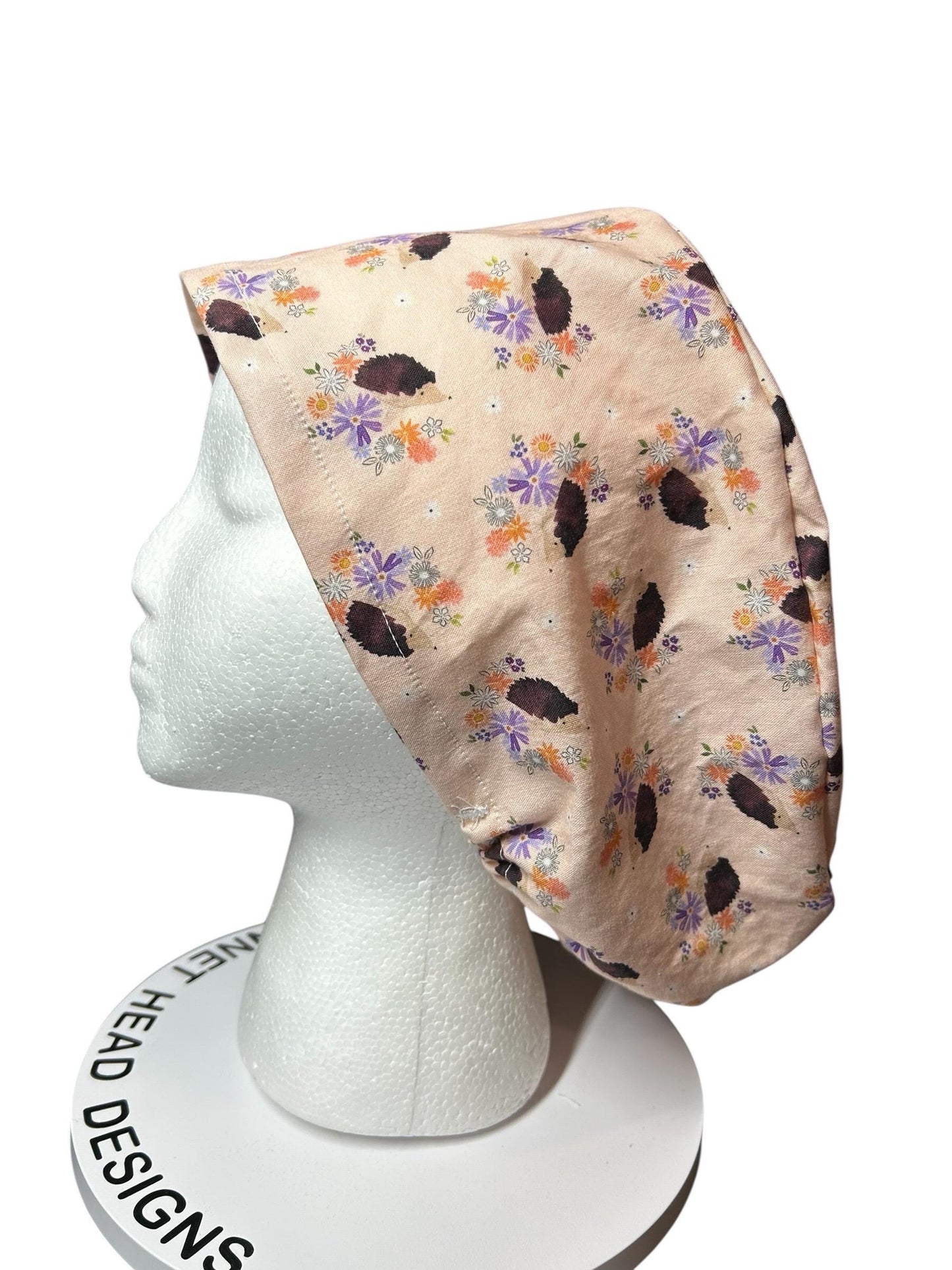 Euro Style HedgehogThemed spring scrub hat— satin lining optional with toggle
