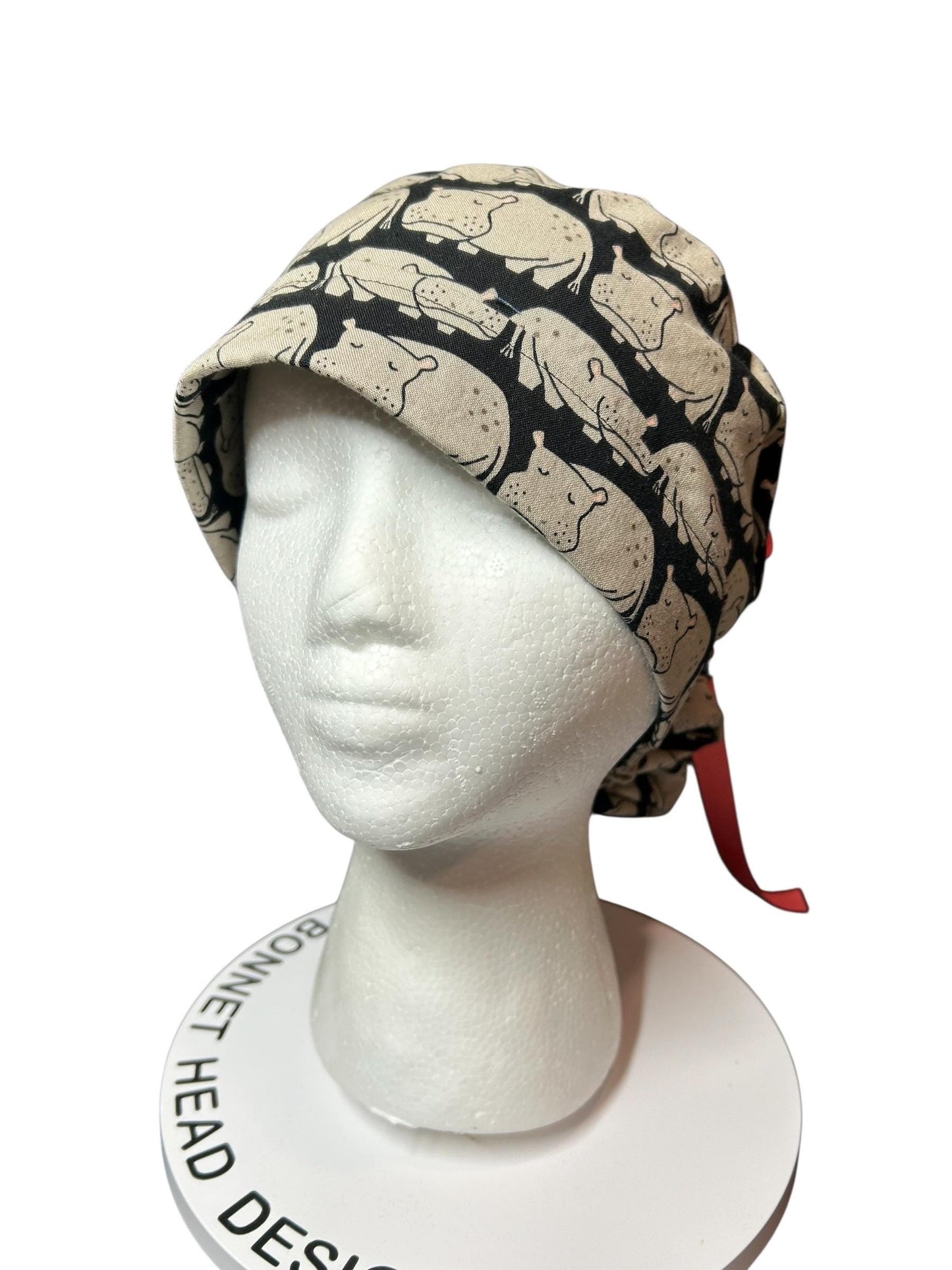 Weary Hippo Ponytail Scrub Cap- women’s scrub hat with optional satin lining, nurses week gift