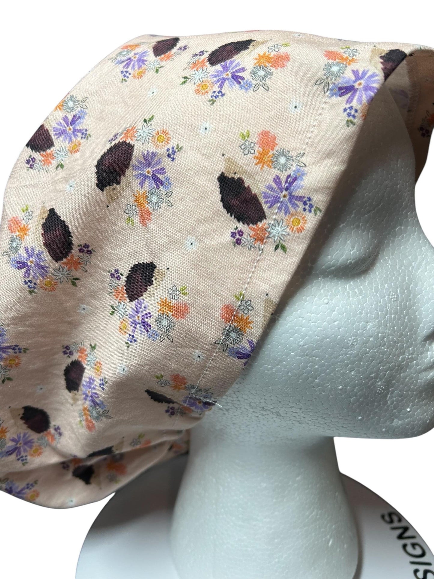 Euro Style HedgehogThemed spring scrub hat— satin lining optional with toggle