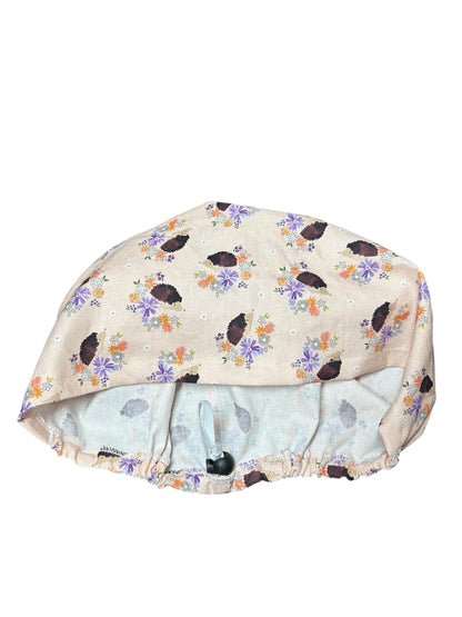 Euro Style HedgehogThemed spring scrub hat— satin lining optional with toggle