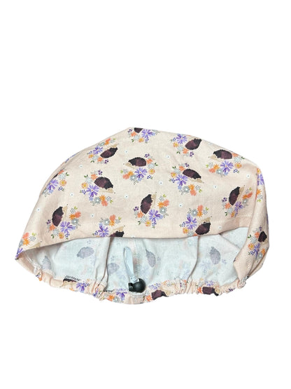 Euro Style HedgehogThemed spring scrub hat— satin lining optional with toggle