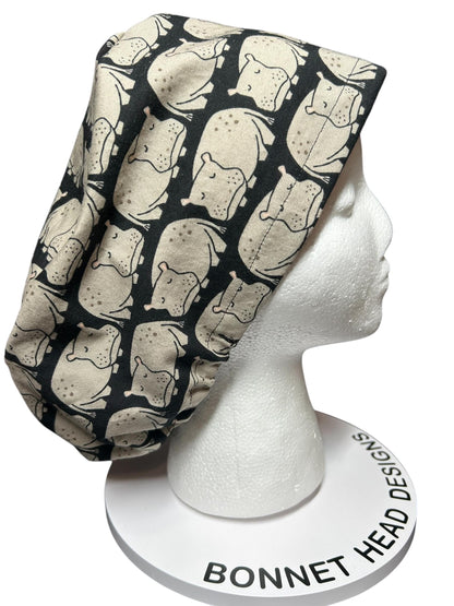 Hippo Euro Scrub Cap | Cotton OR Hat with Satin Lining
