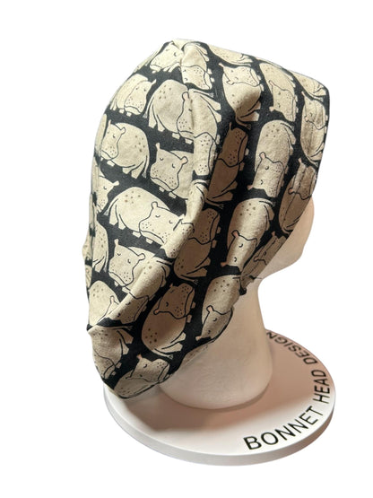 Hippo Euro Scrub Cap | Cotton OR Hat with Satin Lining