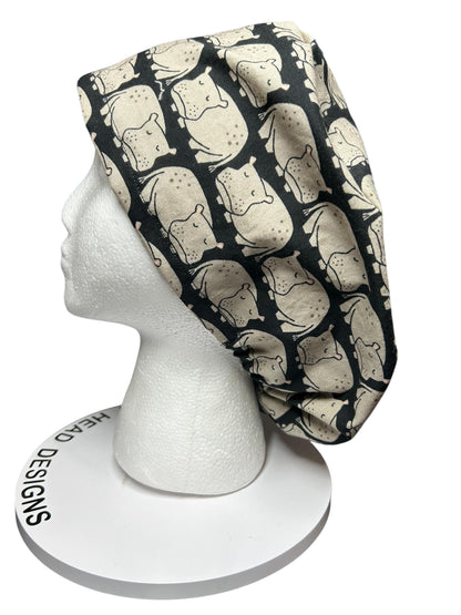 Hippo Euro Scrub Cap | Cotton OR Hat with Satin Lining