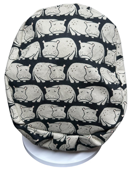Hippo Euro Scrub Cap | Cotton OR Hat with Satin Lining