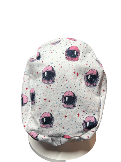 Pink Astronaut euro style scrub cap- cute women’s scrub hat with elastic and toggle