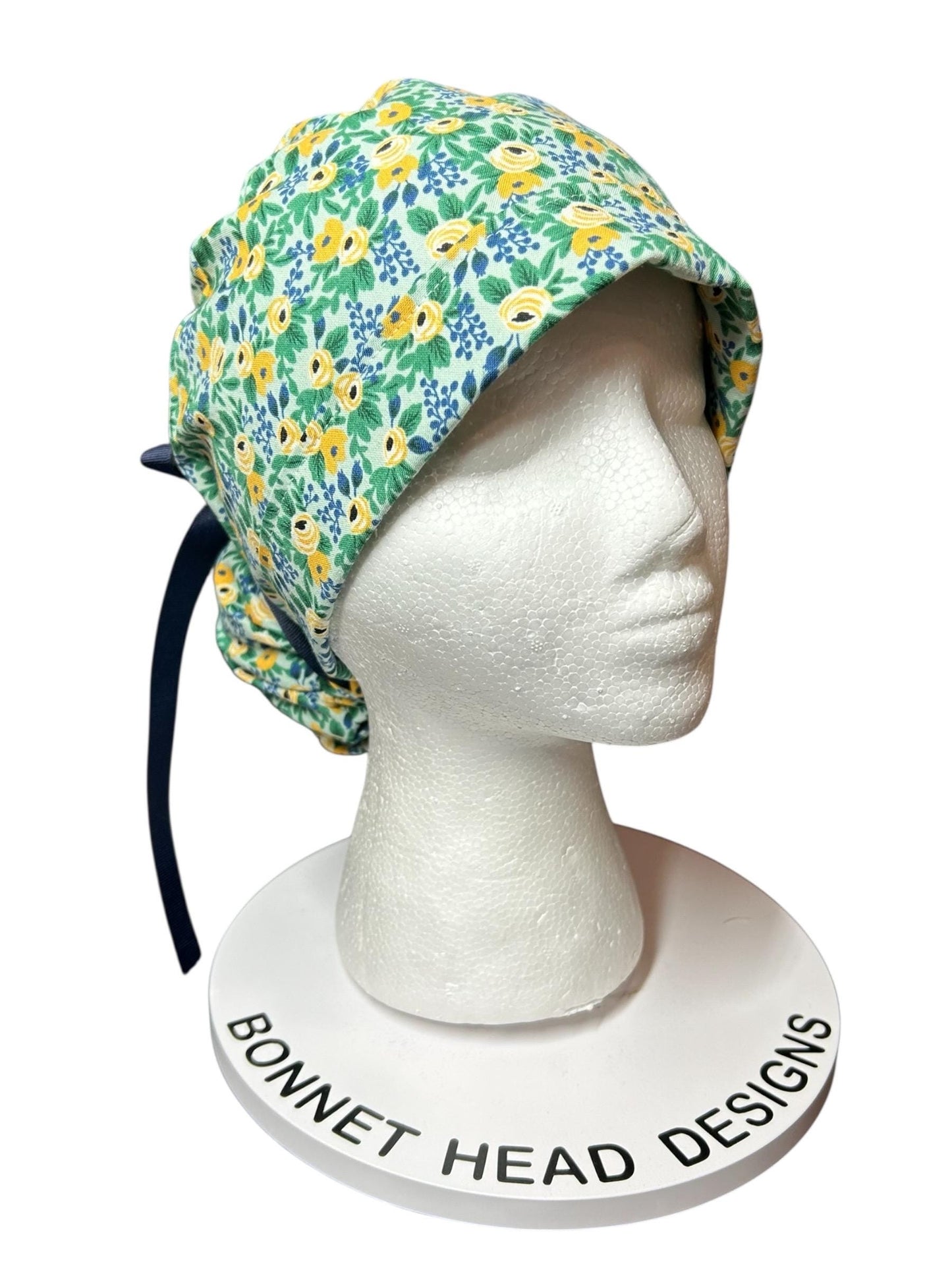 Rifle Paper Co Women’s Floral Scrub Cap: Rosa Mint fabric, Ponytail Style