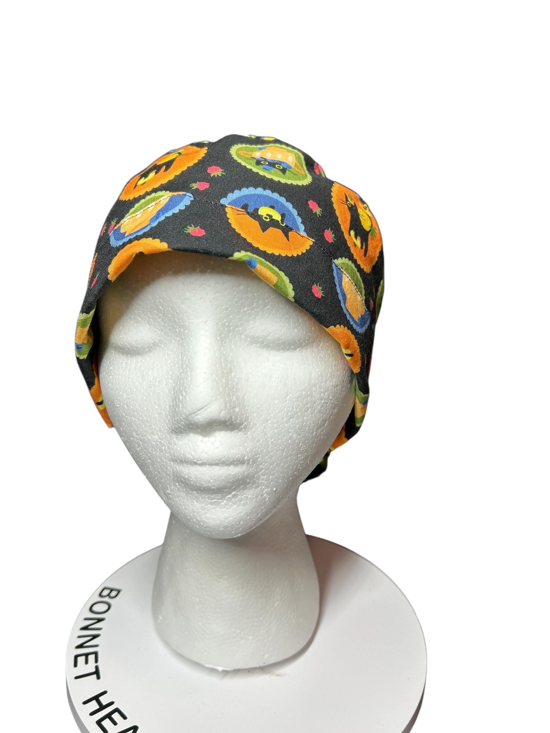 Women's Scrub Cap| cat print hat with ribbon ties | Puurfect Parfait