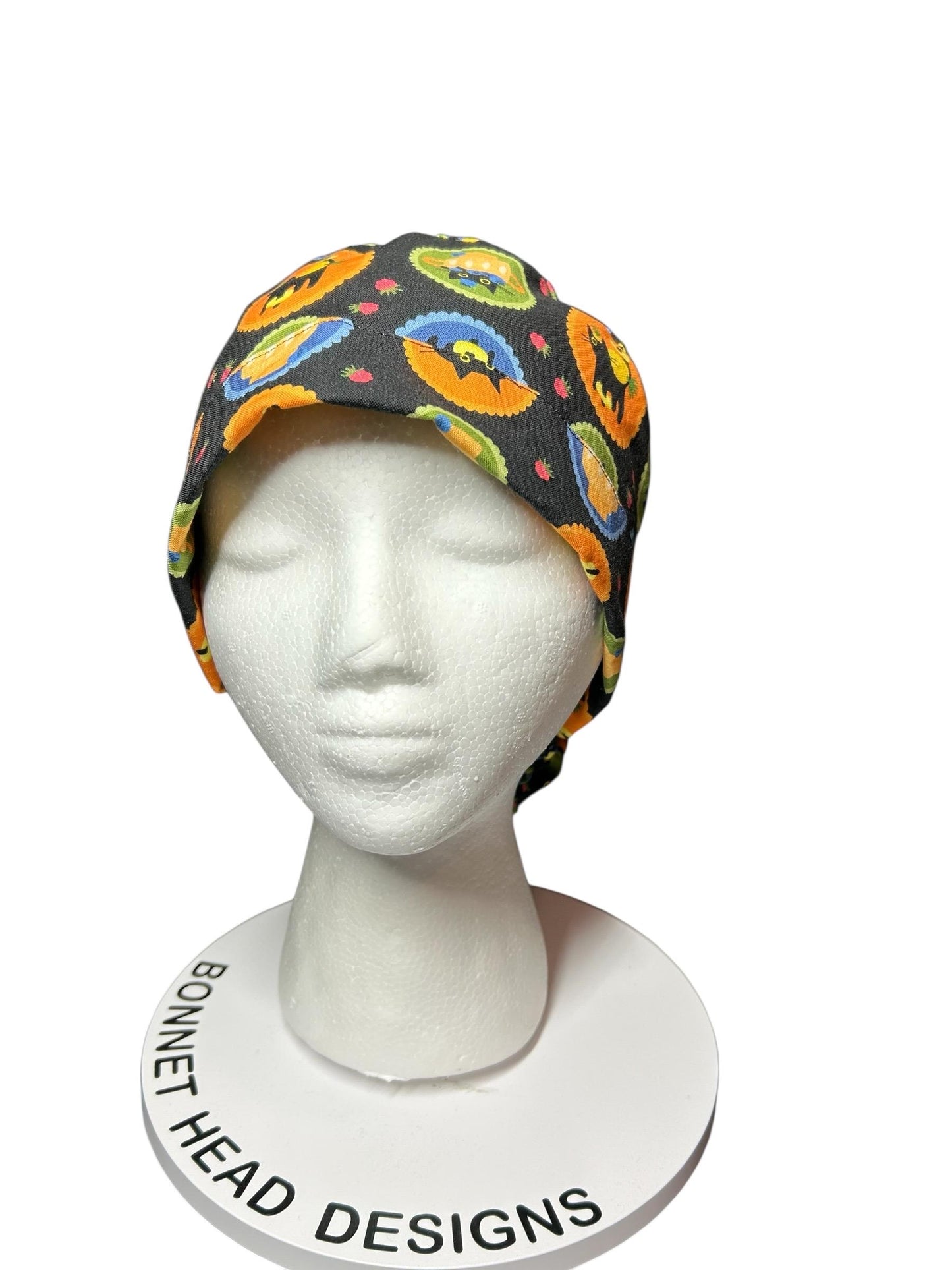 Women's Scrub Cap| cat print hat with ribbon ties | Puurfect Parfait