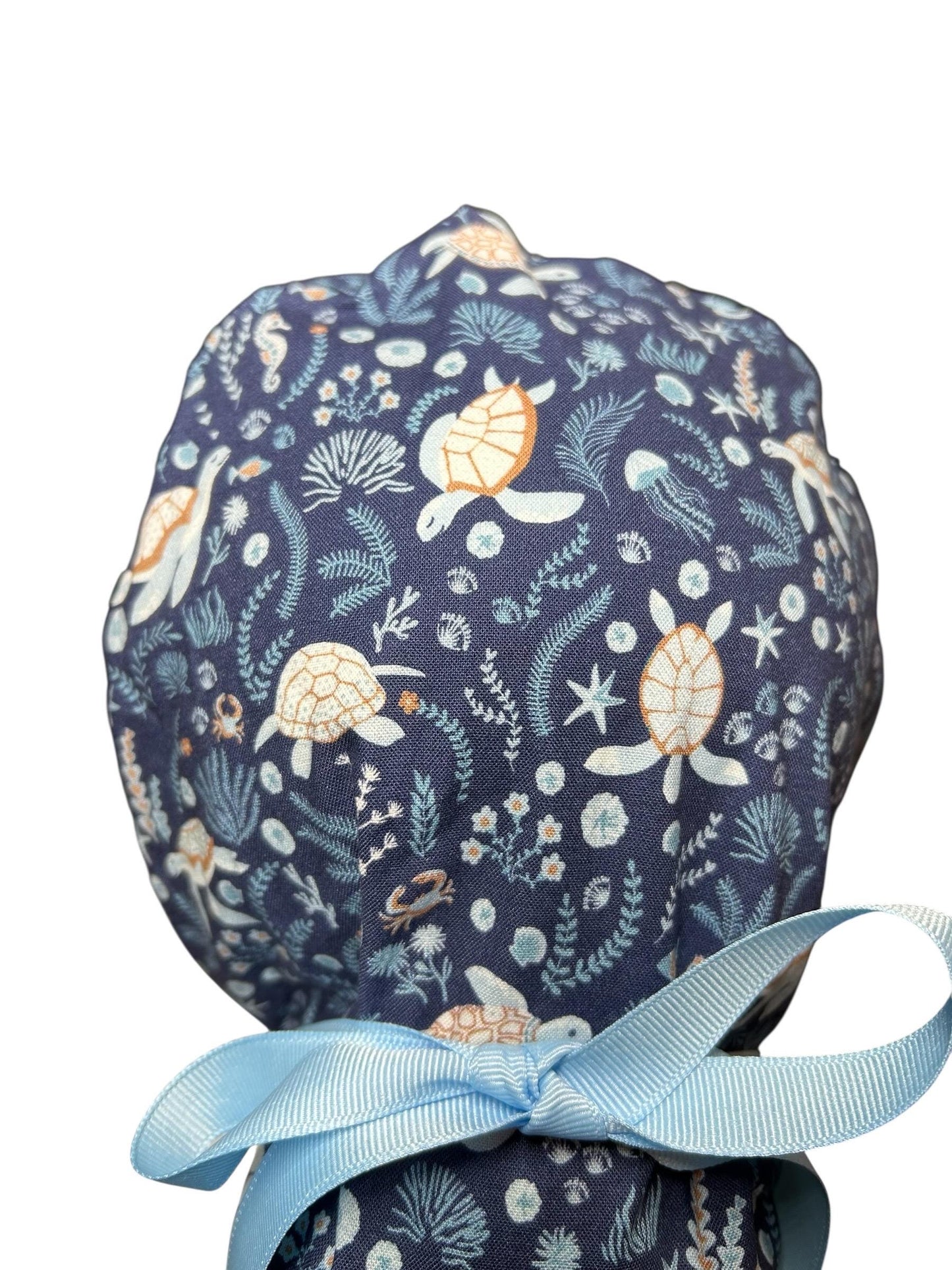 Women's Scrub Cap| Shell We Dance Sea Turtle Fabric| summer scrub caps