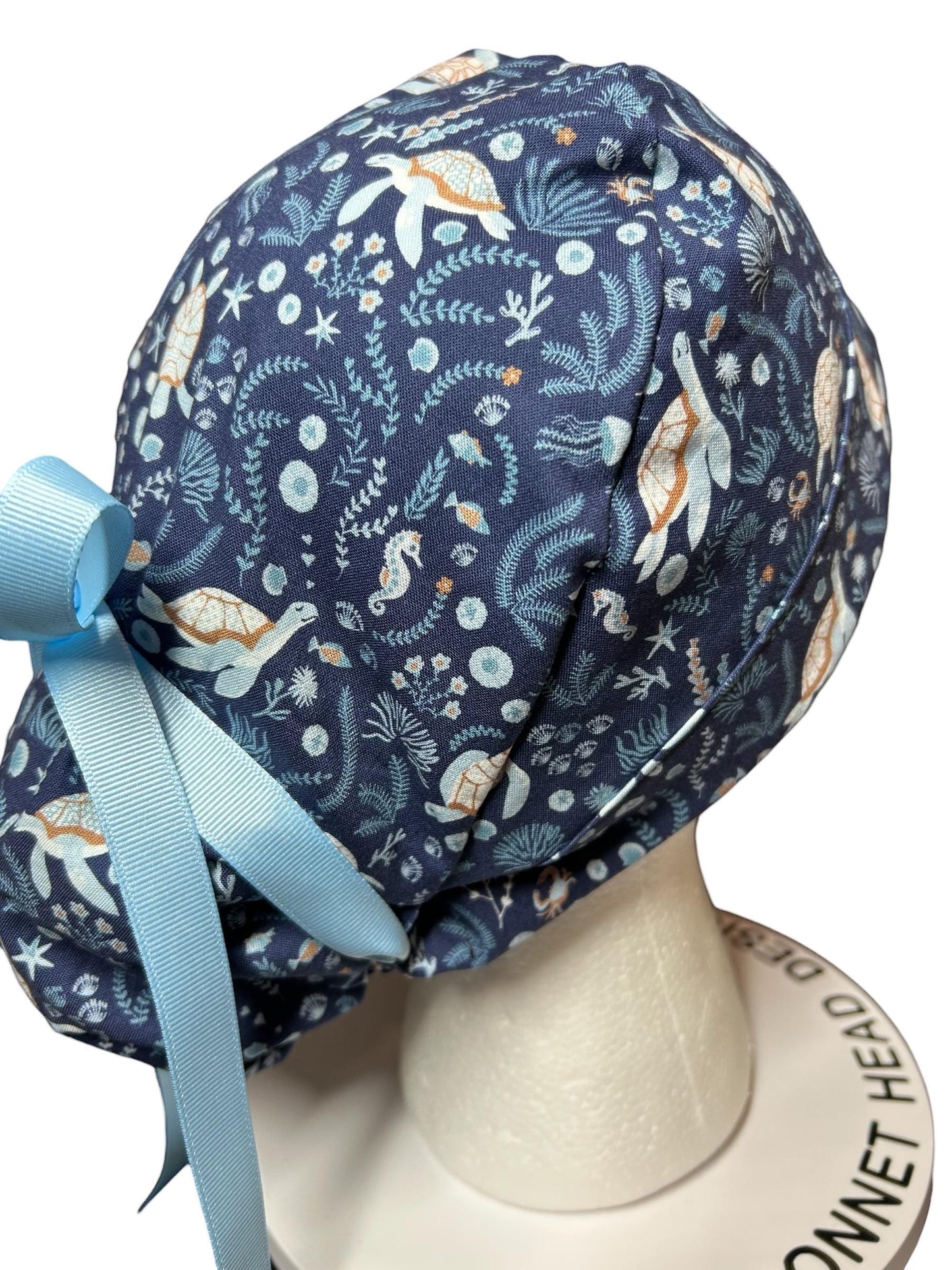 Women's Scrub Cap| Shell We Dance Sea Turtle Fabric| summer scrub caps