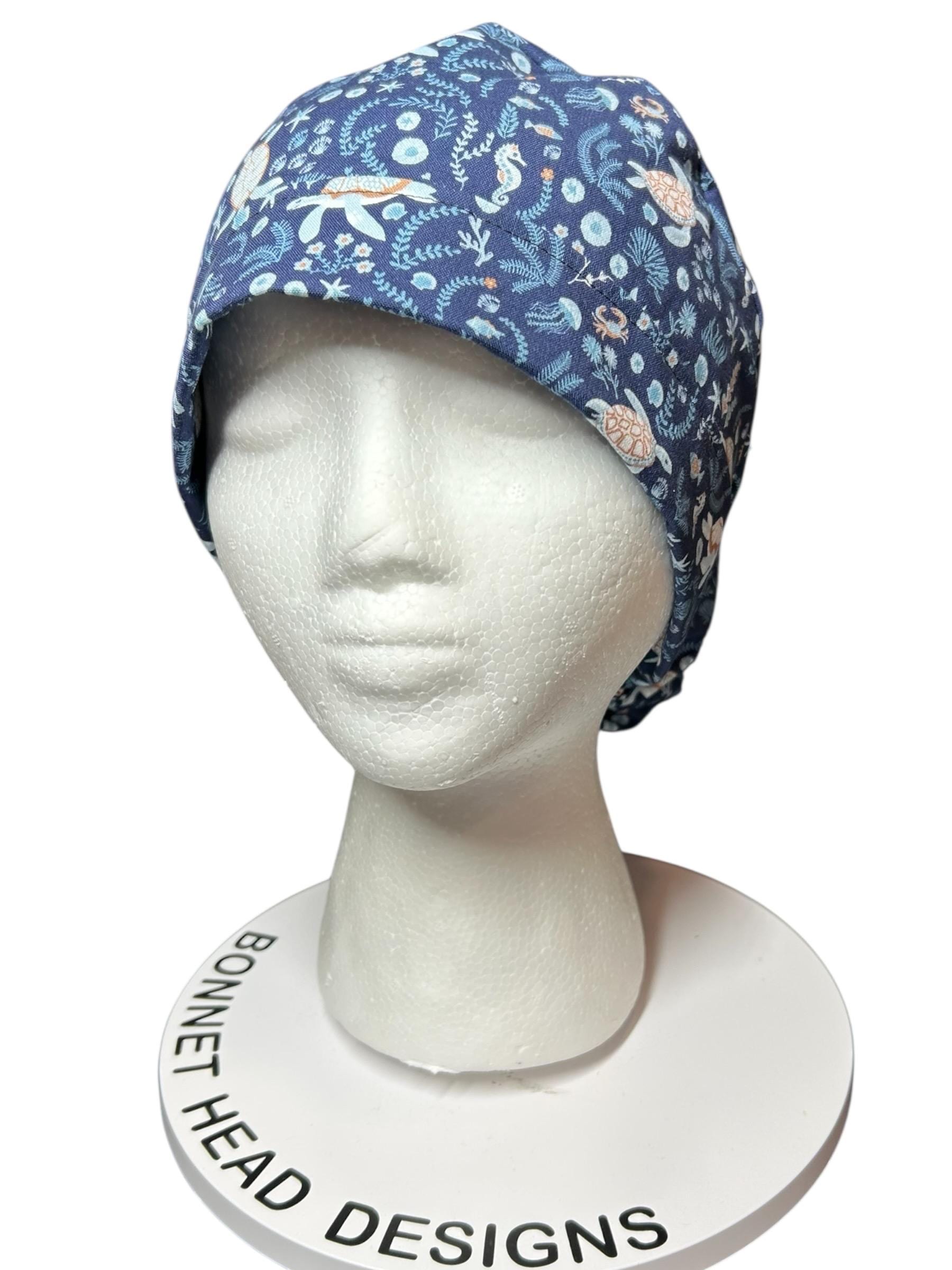 Women's Scrub Cap| Shell We Dance Sea Turtle Fabric| summer scrub caps
