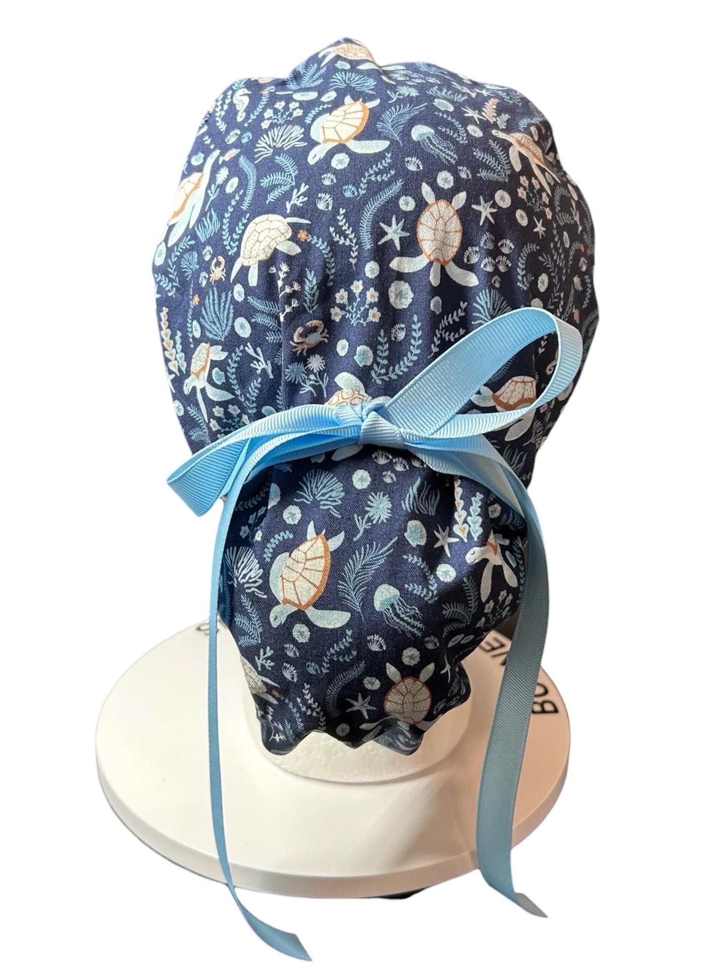 Women's Scrub Cap| Shell We Dance Sea Turtle Fabric| summer scrub caps