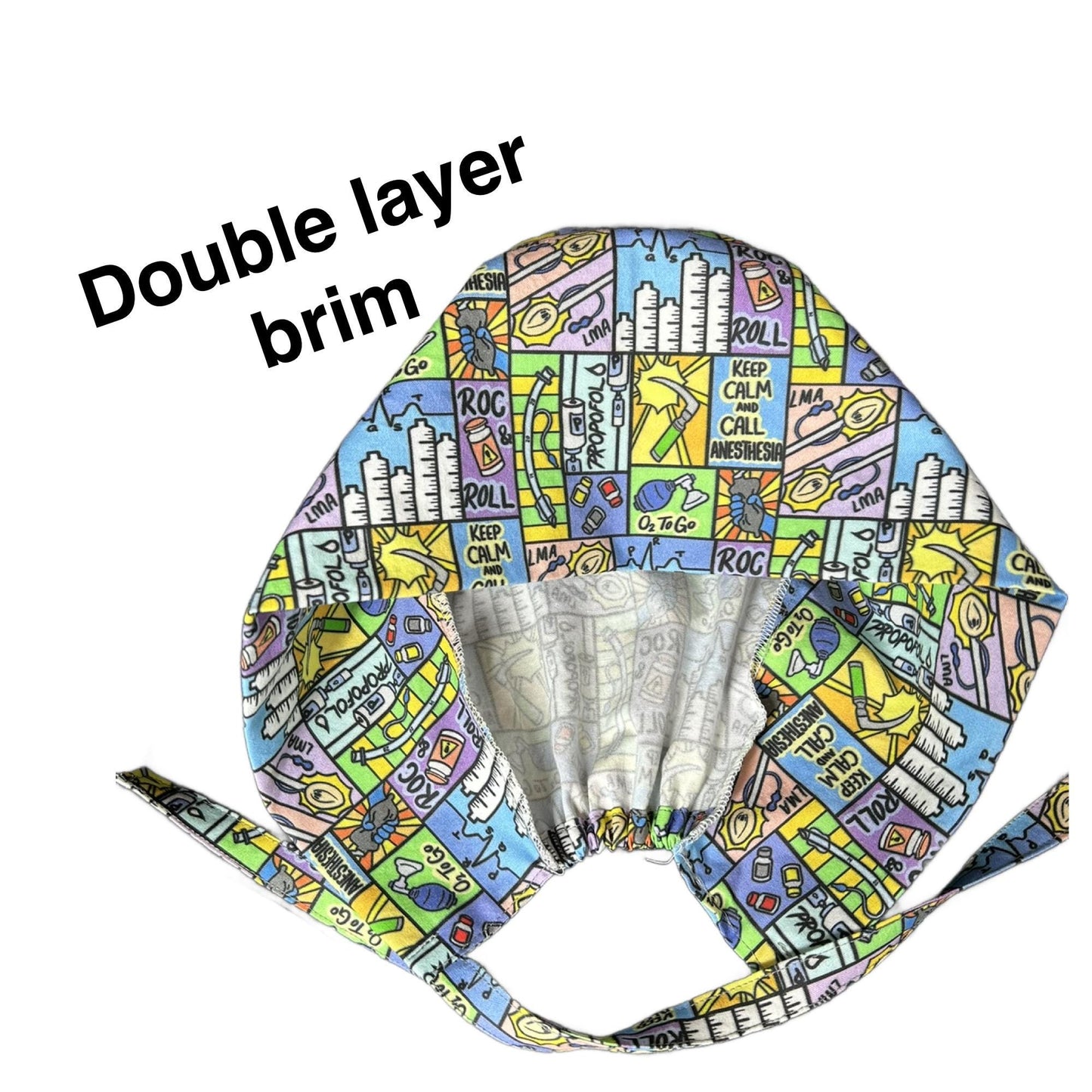 Men’s scrub cap: surgeon style with ties in Constellation Animal fabric