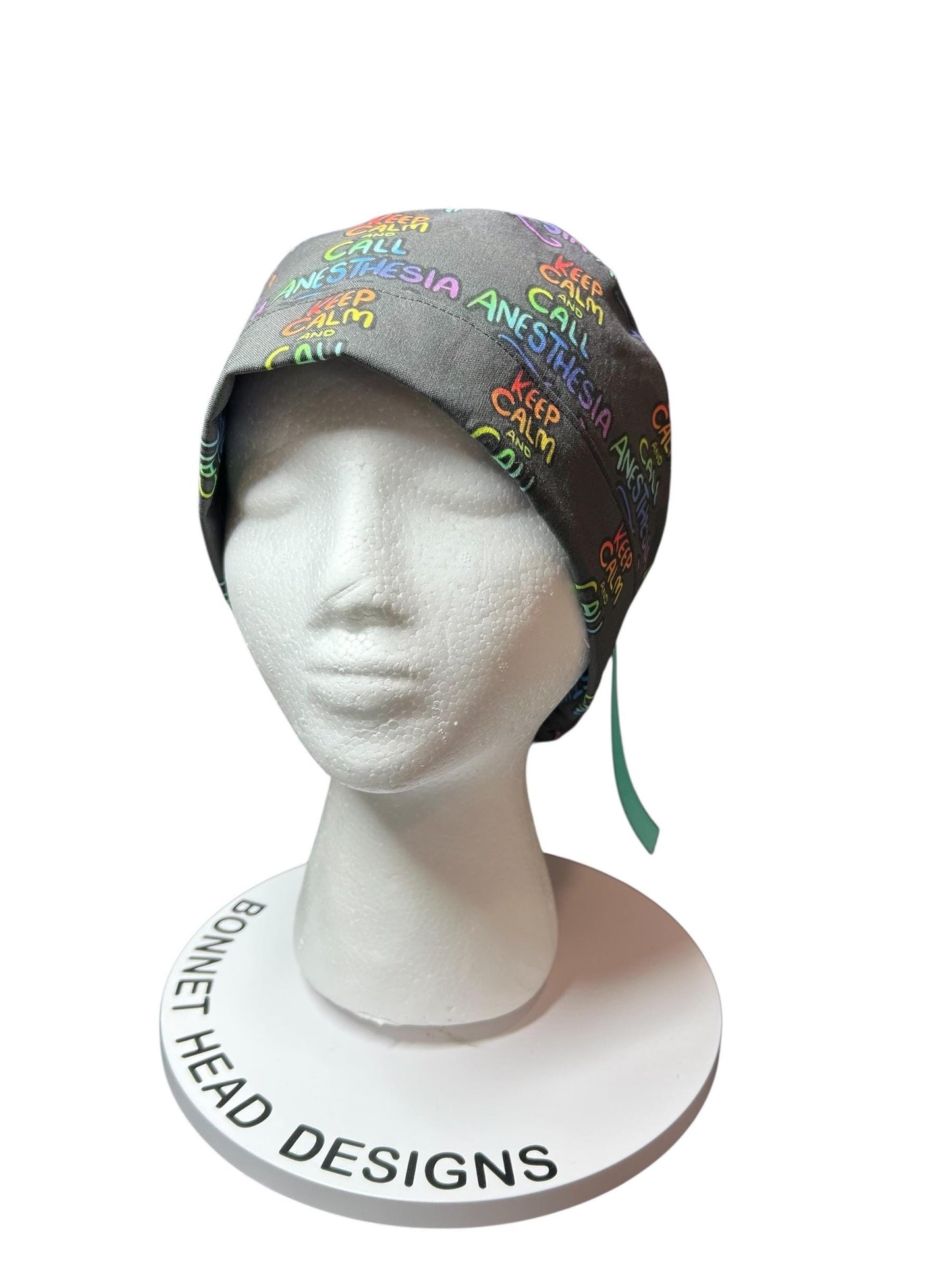 Ponytail Scrub Hat, Anesthesia Print, Doctor CRNA Medical Cap