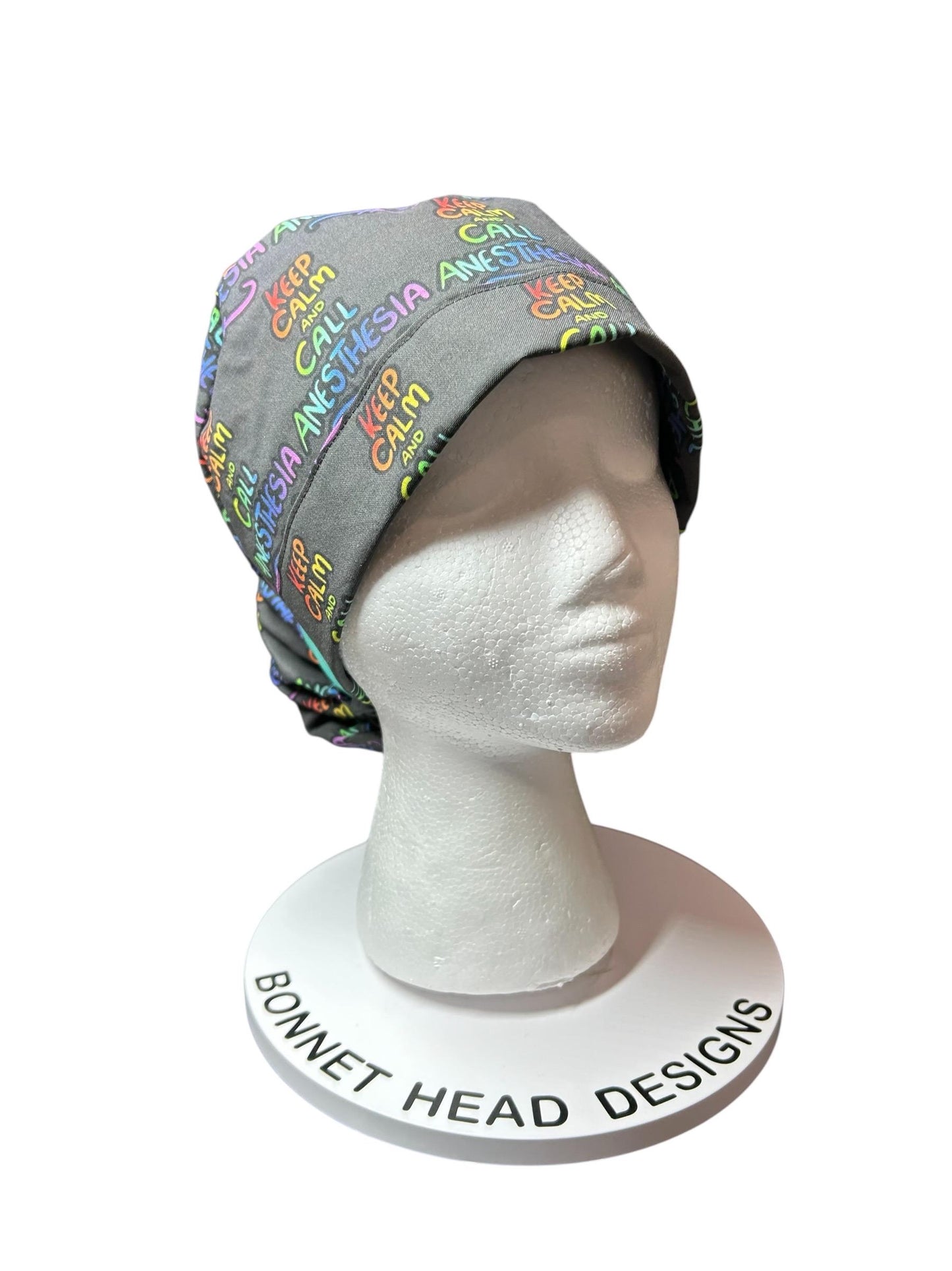 Ponytail Scrub Hat, Anesthesia Print, Doctor CRNA Medical Cap