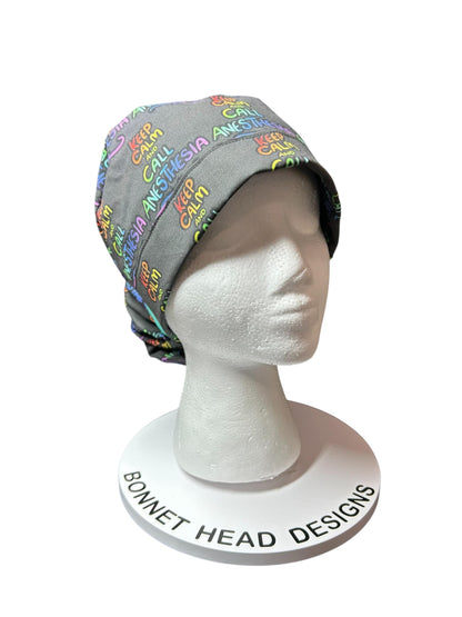 Ponytail Scrub Hat, Anesthesia Print, Doctor CRNA Medical Cap
