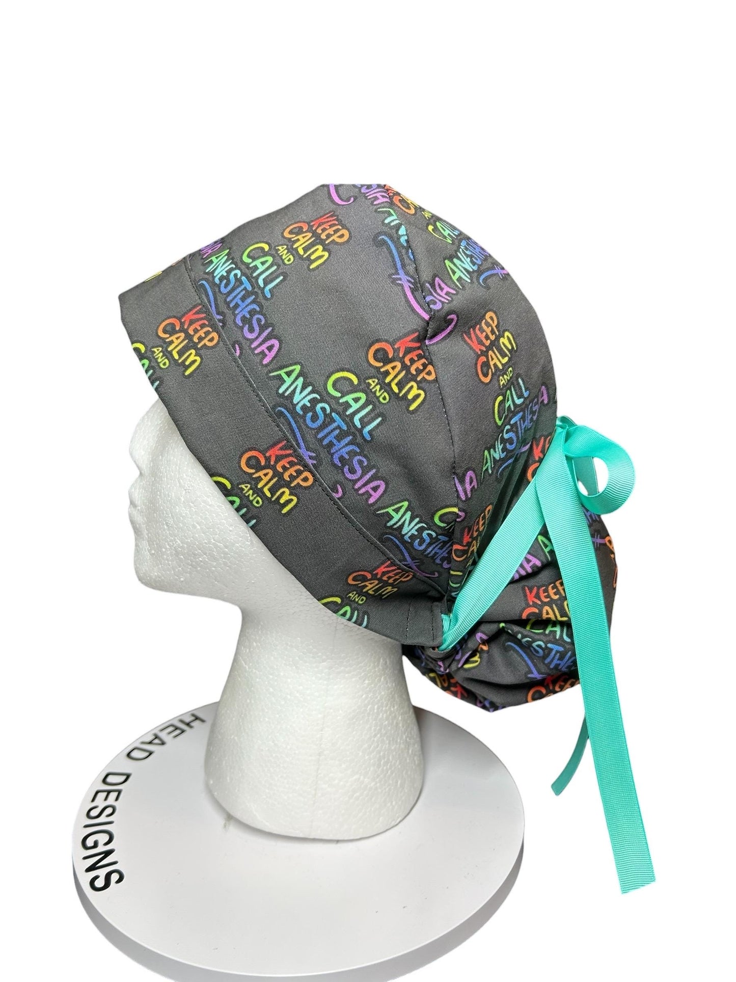 Ponytail Scrub Hat, Anesthesia Print, Doctor CRNA Medical Cap