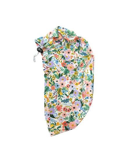 Euro scrub cap in Rifle Paper Co garden party fabric, adjustable toggle scrub hat