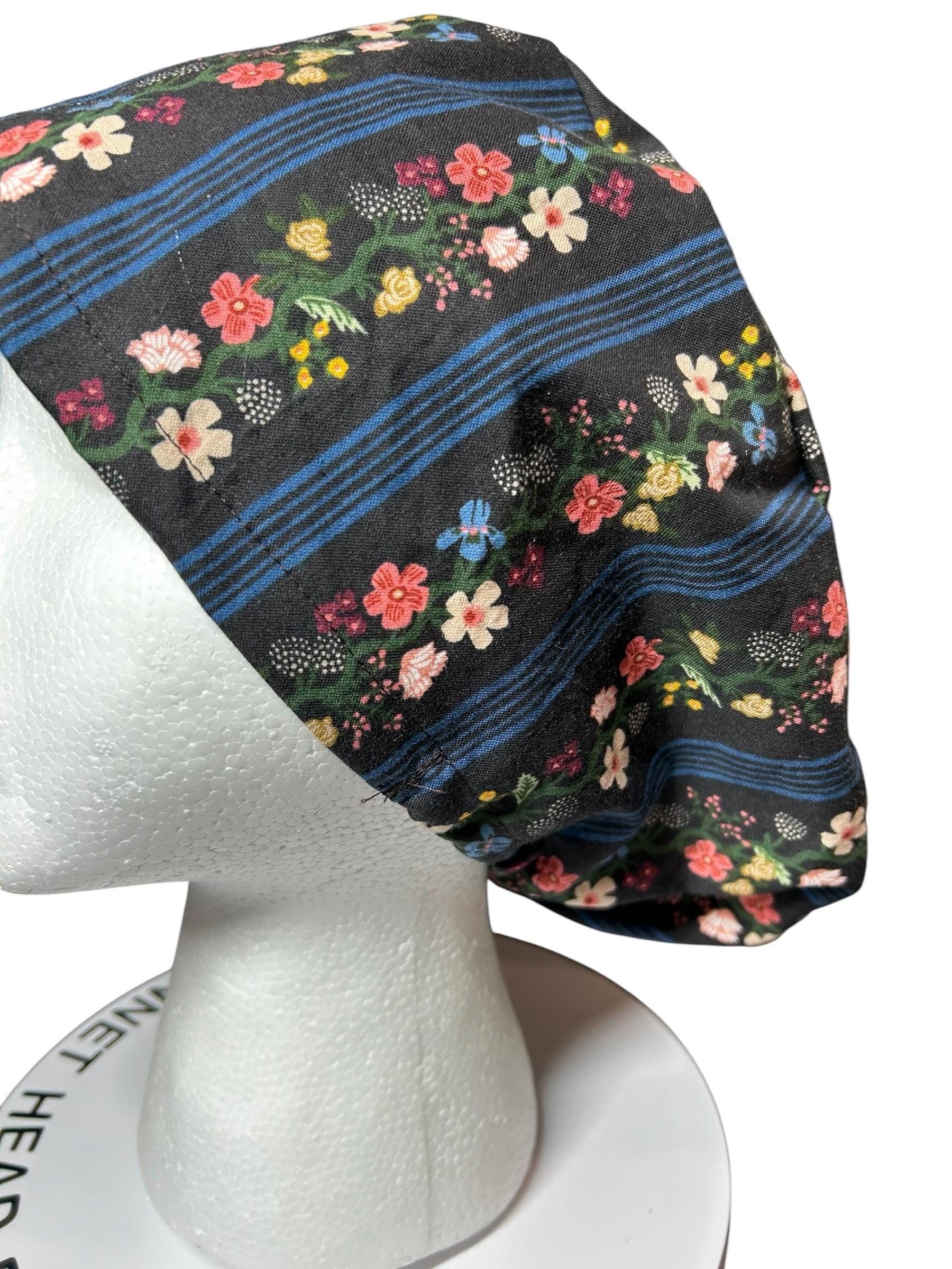 Rifle Paper Co. Floral Scrub Cap | Euro Style, Adjustable Cord Lock