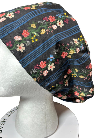 Rifle Paper Co. Floral Scrub Cap | Euro Style, Adjustable Cord Lock