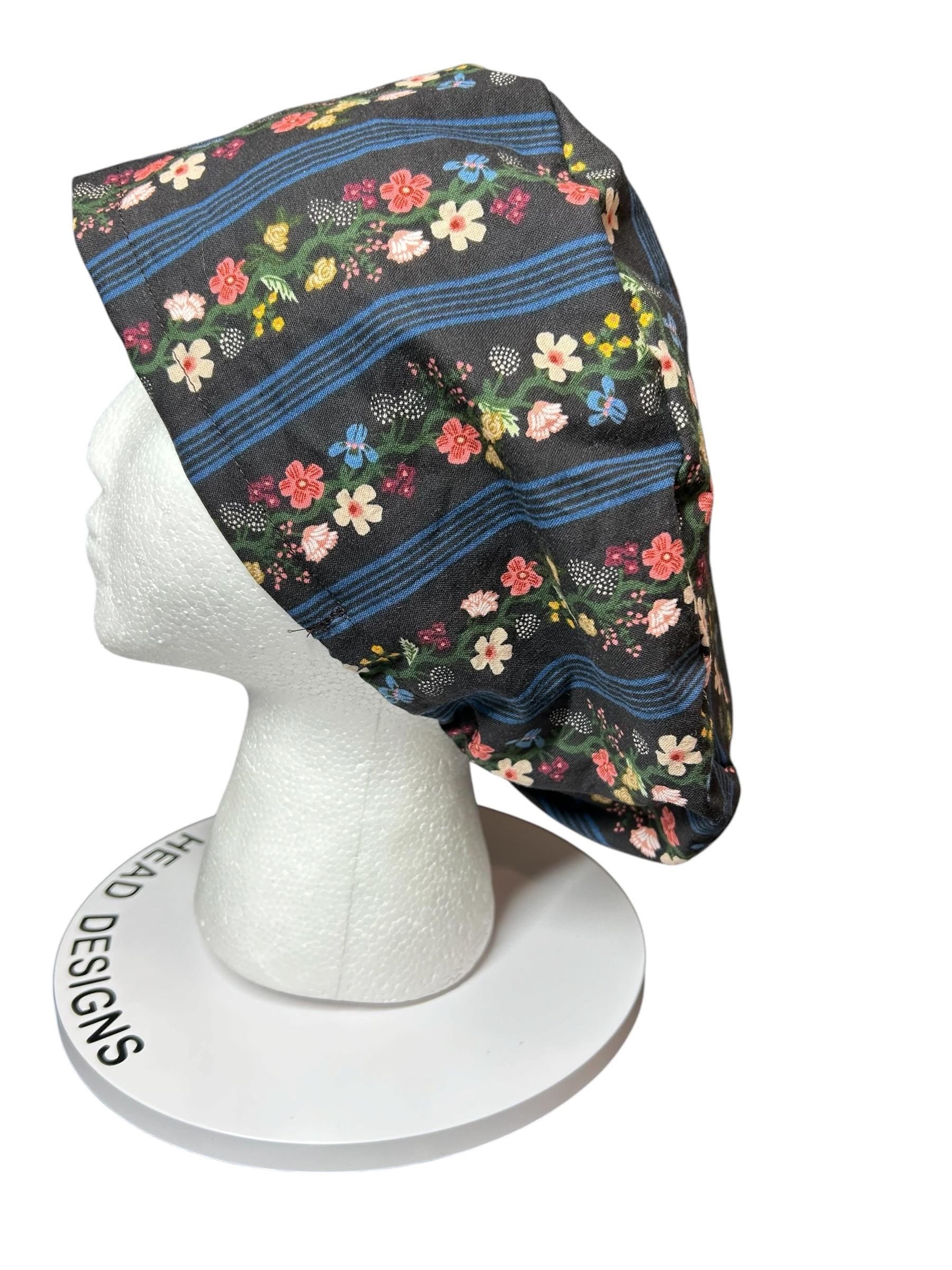 Rifle Paper Co. Floral Scrub Cap | Euro Style, Adjustable Cord Lock