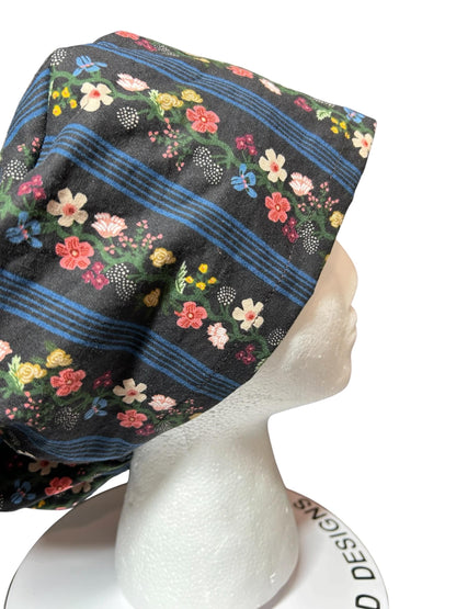 Rifle Paper Co. Floral Scrub Cap | Euro Style, Adjustable Cord Lock