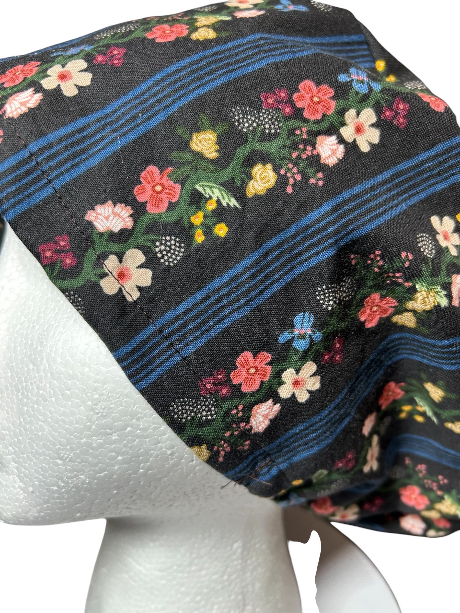 Rifle Paper Co. Floral Scrub Cap | Euro Style, Adjustable Cord Lock