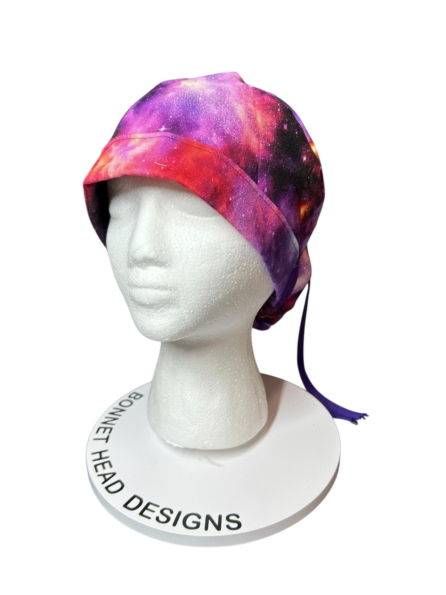 Space Galaxy Ponytail Scrub Hat: Adjustable bun style for Women Healthcare Workers
