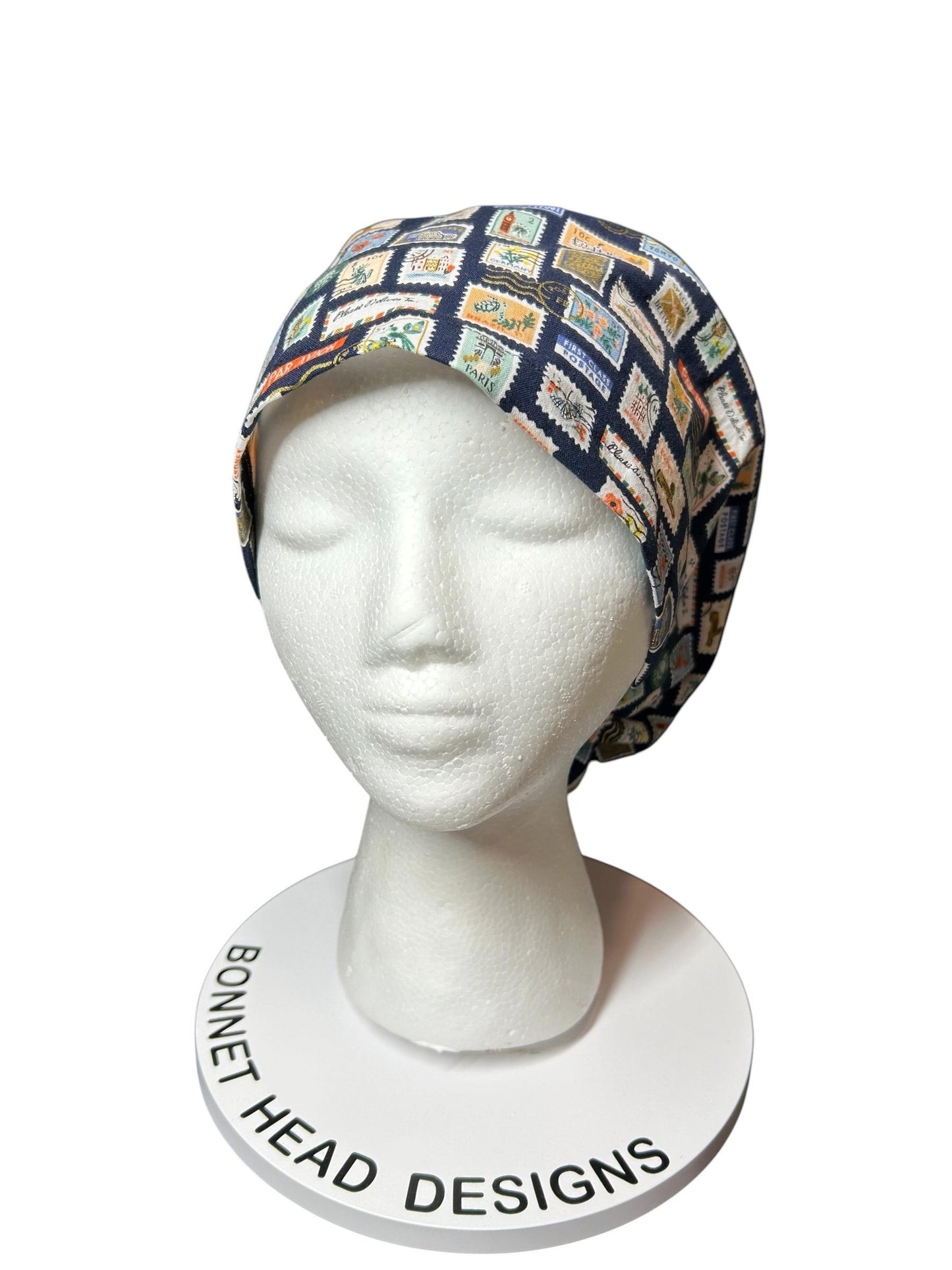 Rifle Paper Co. Stamps Scrub Cap | Euro Style, Adjustable Cord Lock
