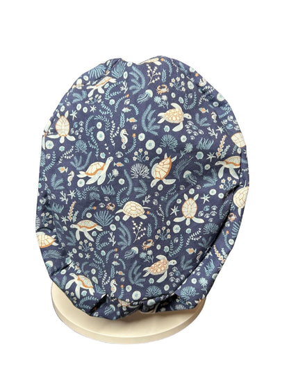 Sea turtles Scrub Cap | Euro Style, Adjustable Cord Lock