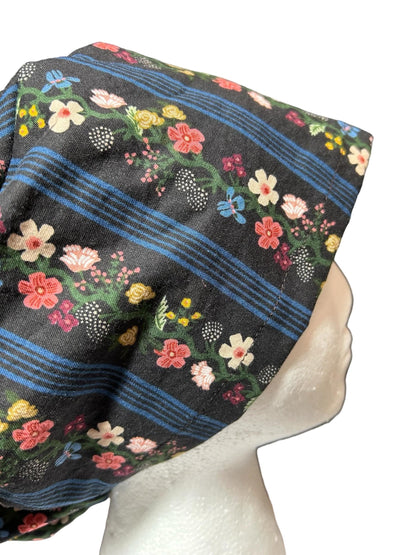 Rifle Paper Co. Floral Scrub Cap | Euro Style, Adjustable Cord Lock