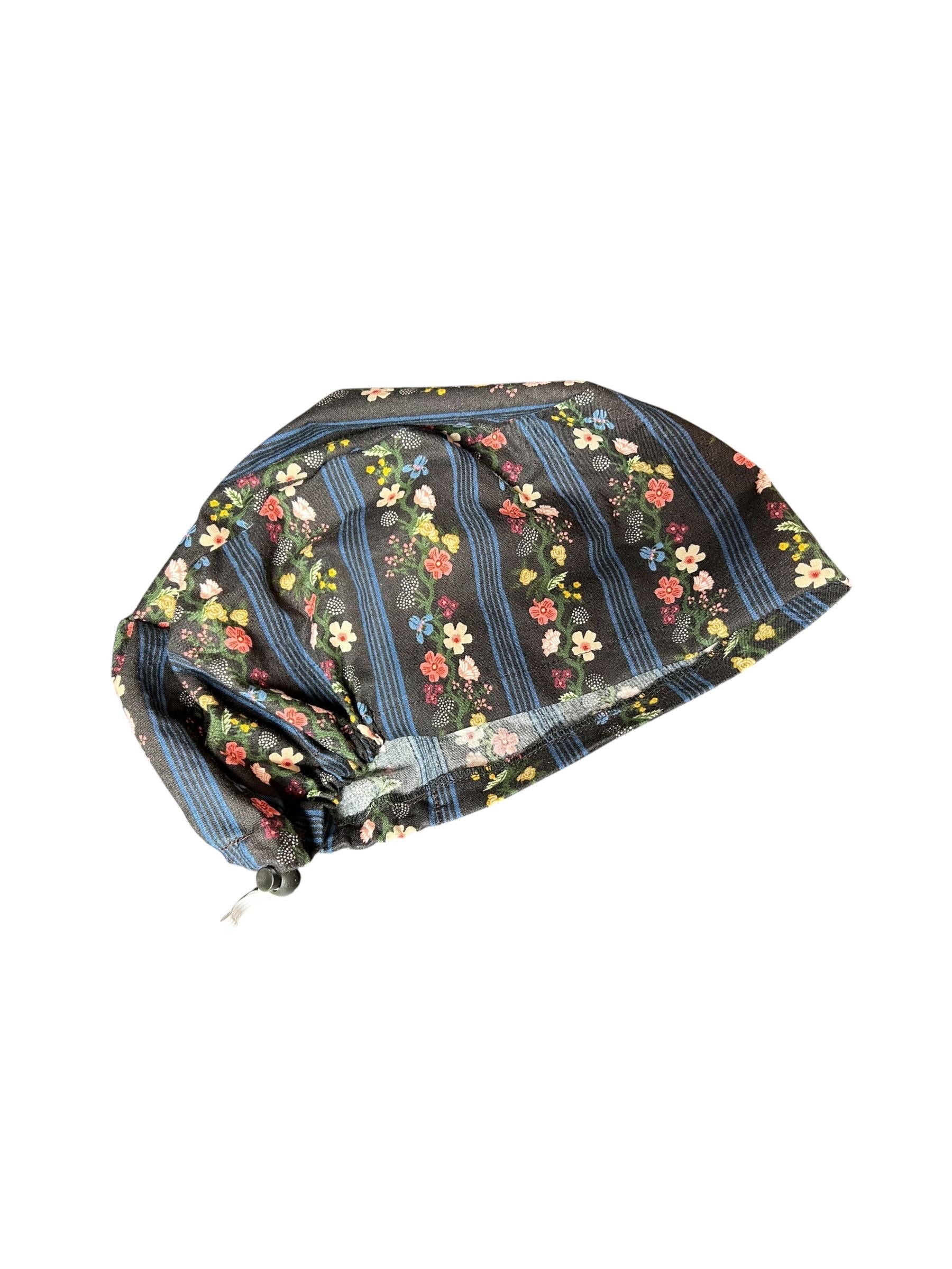 Rifle Paper Co. Floral Scrub Cap | Euro Style, Adjustable Cord Lock