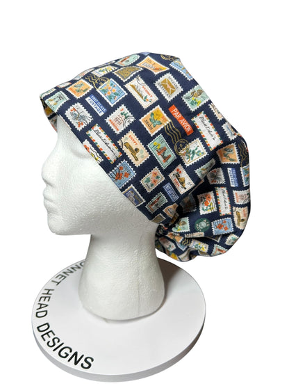 Rifle Paper Co. Stamps Scrub Cap | Euro Style, Adjustable Cord Lock