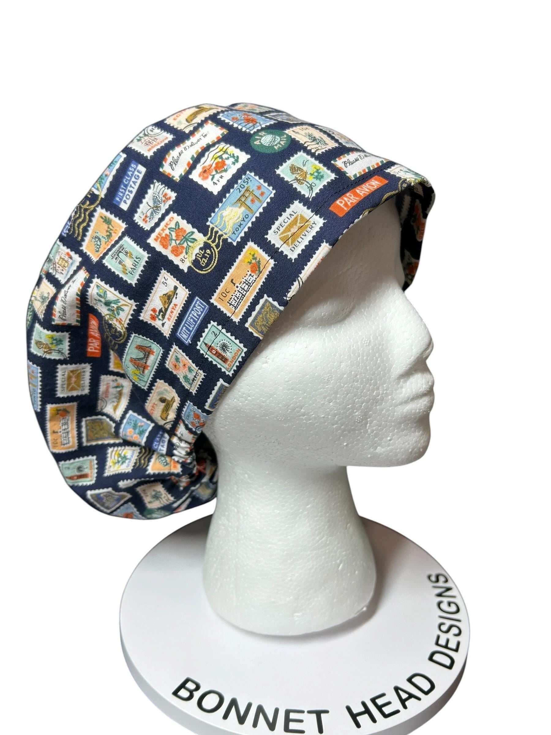 Rifle Paper Co. Stamps Scrub Cap | Euro Style, Adjustable Cord Lock