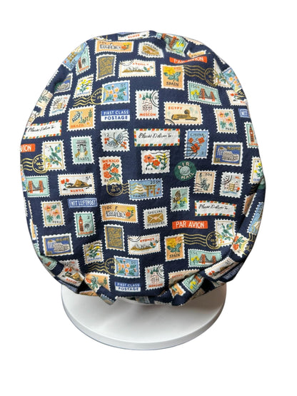 Rifle Paper Co. Stamps Scrub Cap | Euro Style, Adjustable Cord Lock