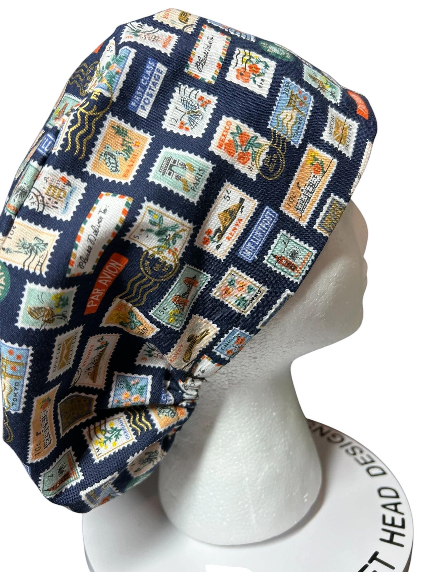 Rifle Paper Co. Stamps Scrub Cap | Euro Style, Adjustable Cord Lock
