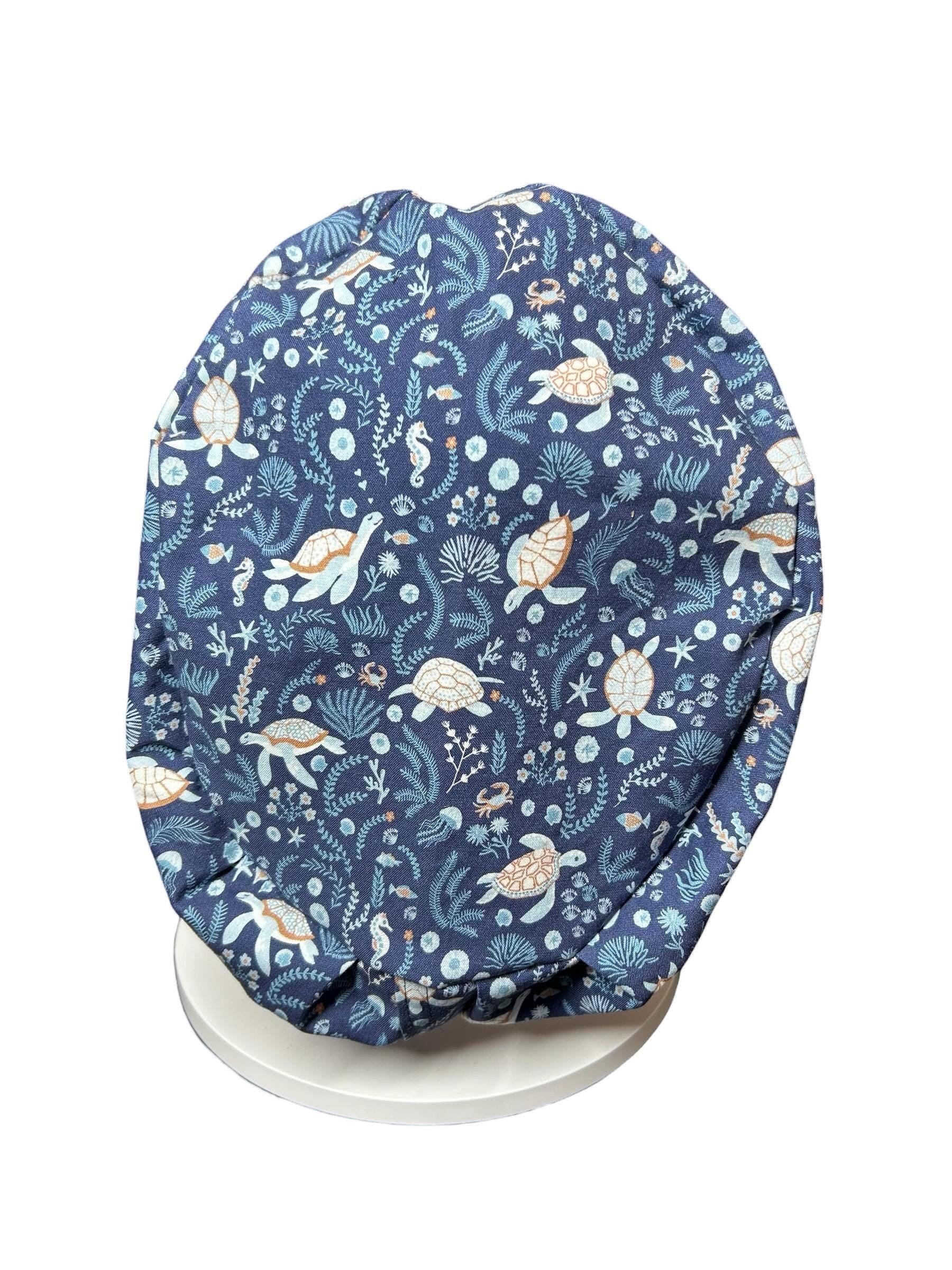 Sea turtles Scrub Cap | Euro Style, Adjustable Cord Lock