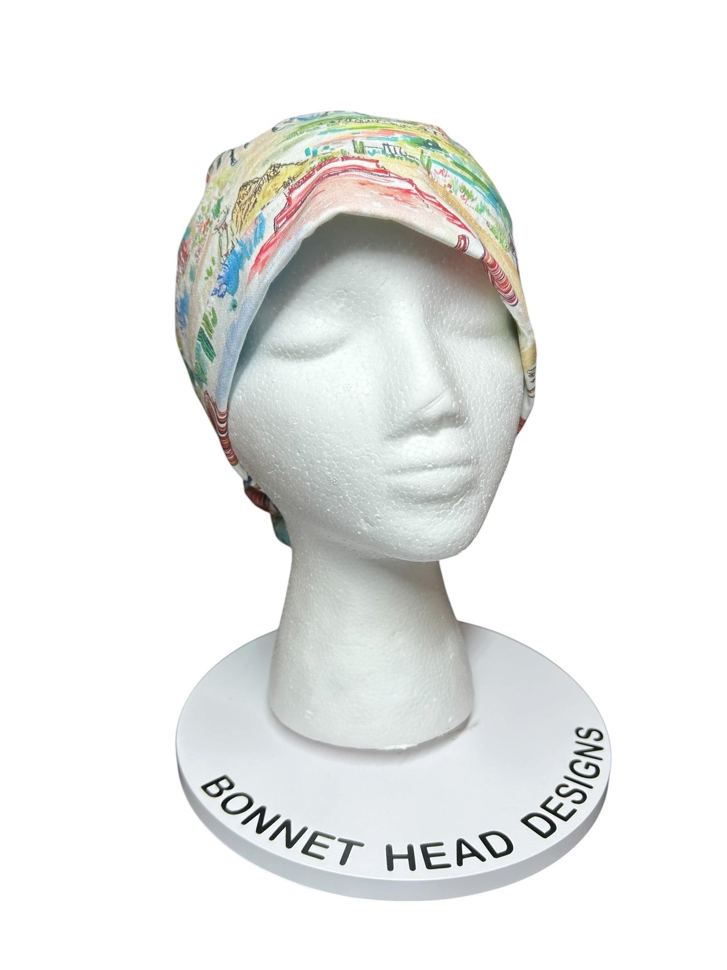 Western Watercolor ponytail scrub cap