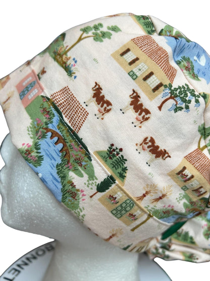 Ponytail Scrub Cap: Rifle Paper Co Gracie Cotswold Nurse hat