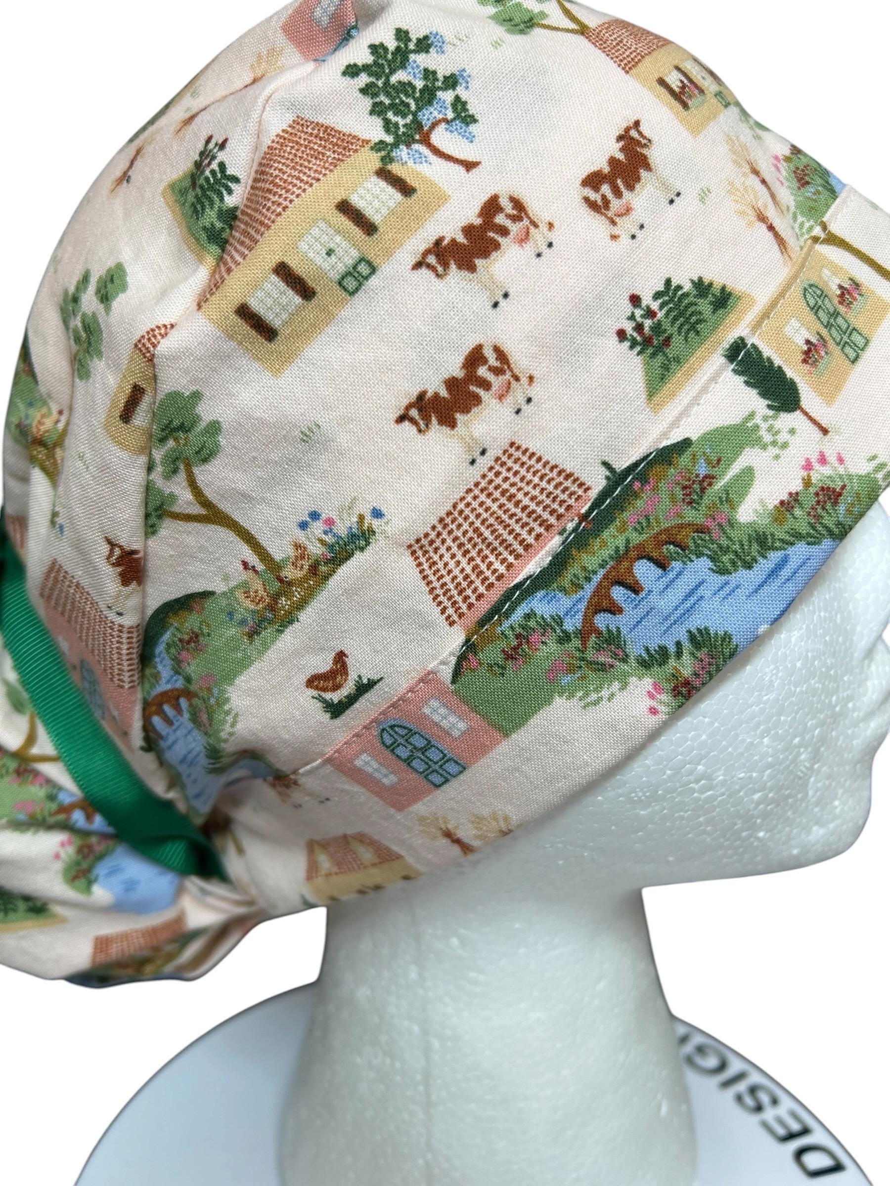 Ponytail Scrub Cap: Rifle Paper Co Gracie Cotswold Nurse hat