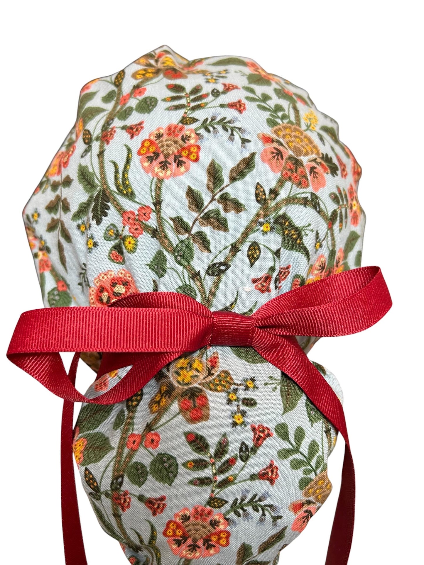 Ponytail Scrub Cap: Rifle Paper Co Gracie Blue Floral Nurse hat
