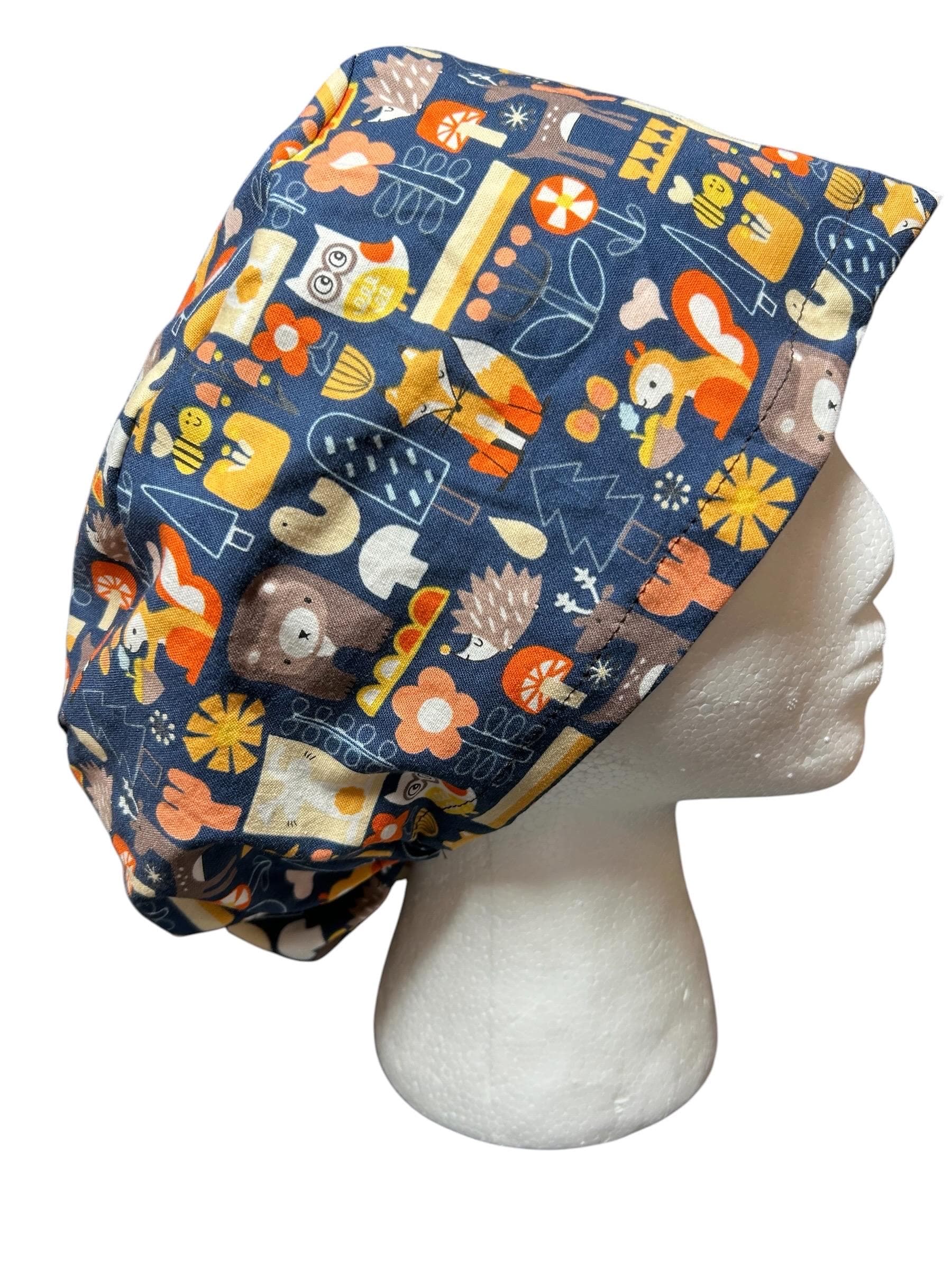 Euro Scrub Cap: animal print nurse hat with toggle