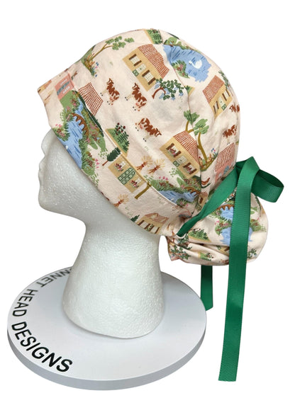 Ponytail Scrub Cap: Rifle Paper Co Gracie Cotswold Nurse hat