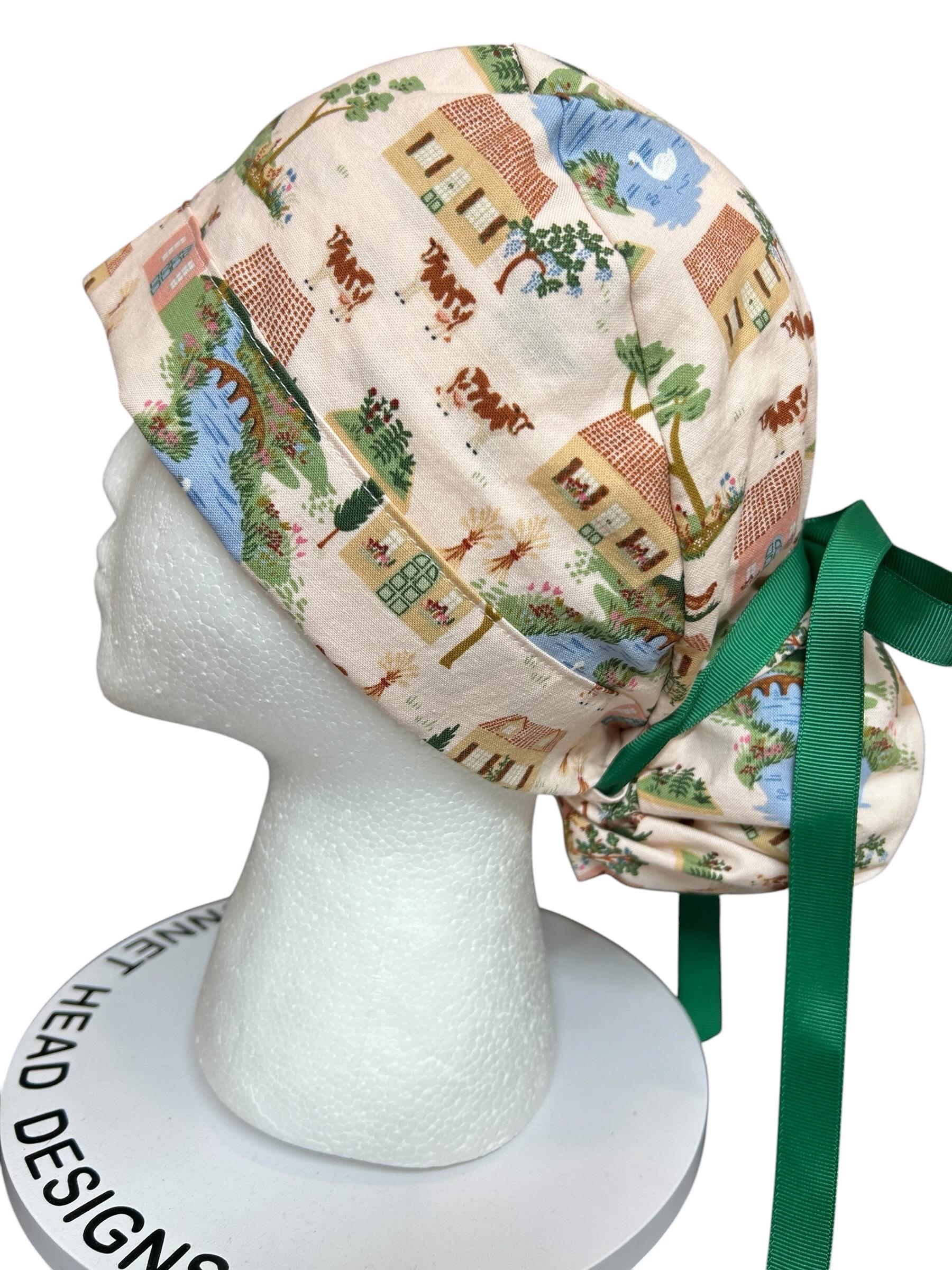 Ponytail Scrub Cap: Rifle Paper Co Gracie Cotswold Nurse hat