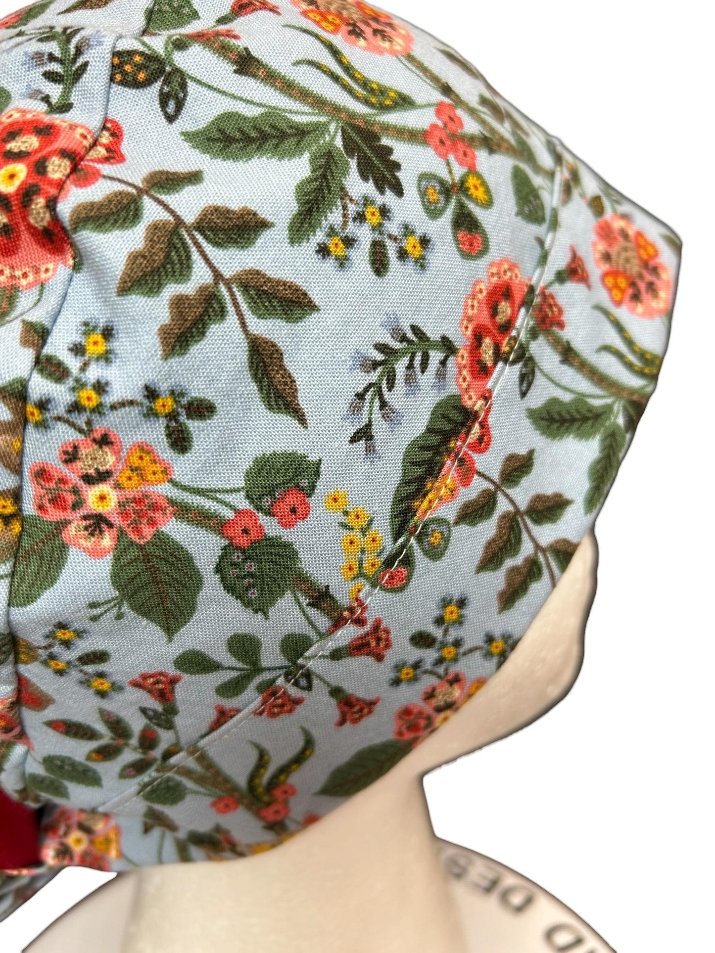 Ponytail Scrub Cap: Rifle Paper Co Gracie Blue Floral Nurse hat